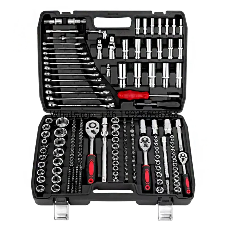 

216Pcs Ratchet Socket Wrench Set Tool Hand Spanner Mechanic Screwdriver Tool Set With 1/2" 1/4" 3/8" Drill Bits