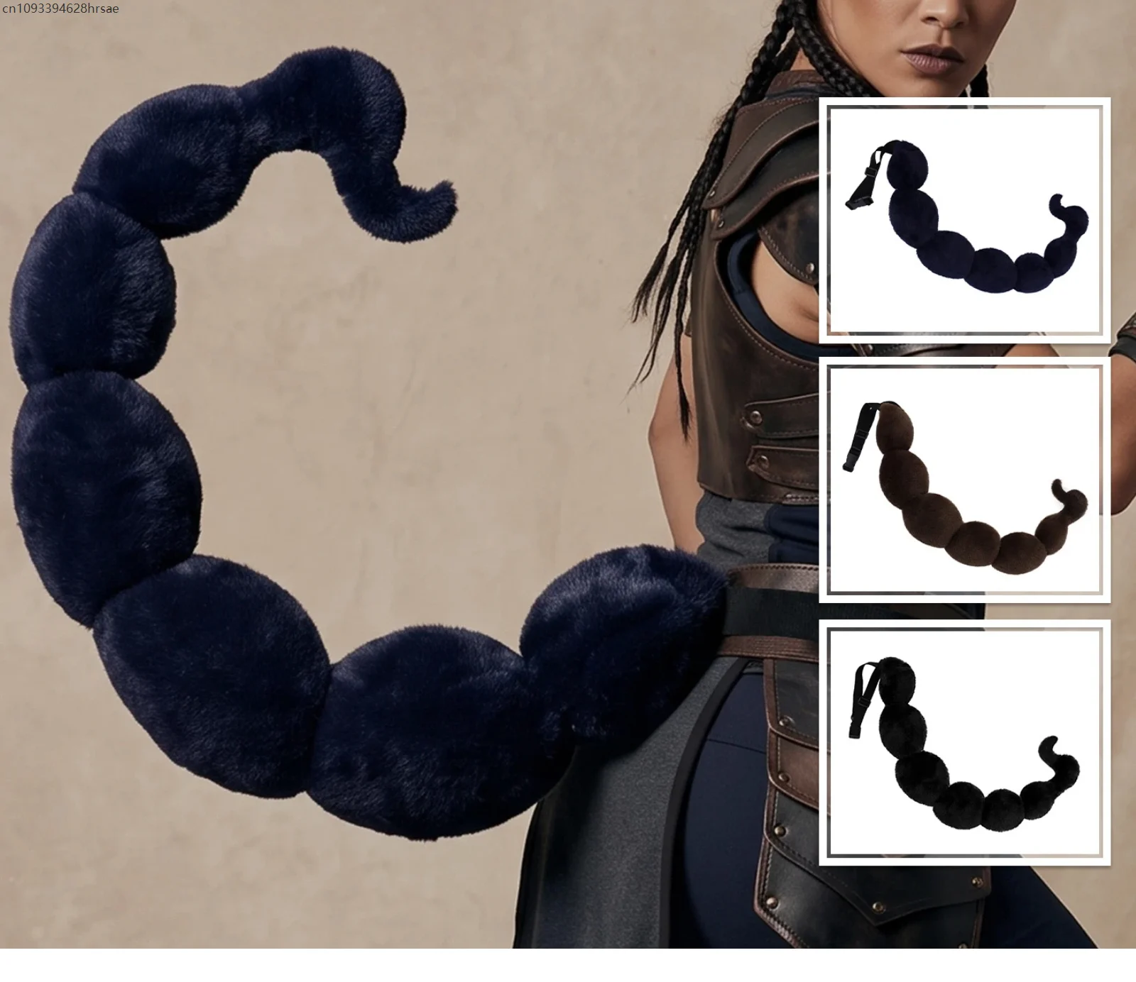 Plush Scorpion Tail Adjustable Waist Belt Faux Fur Animal Tail Cosplay Prop For Halloween Gothic Witch Party Costume Accessory 2