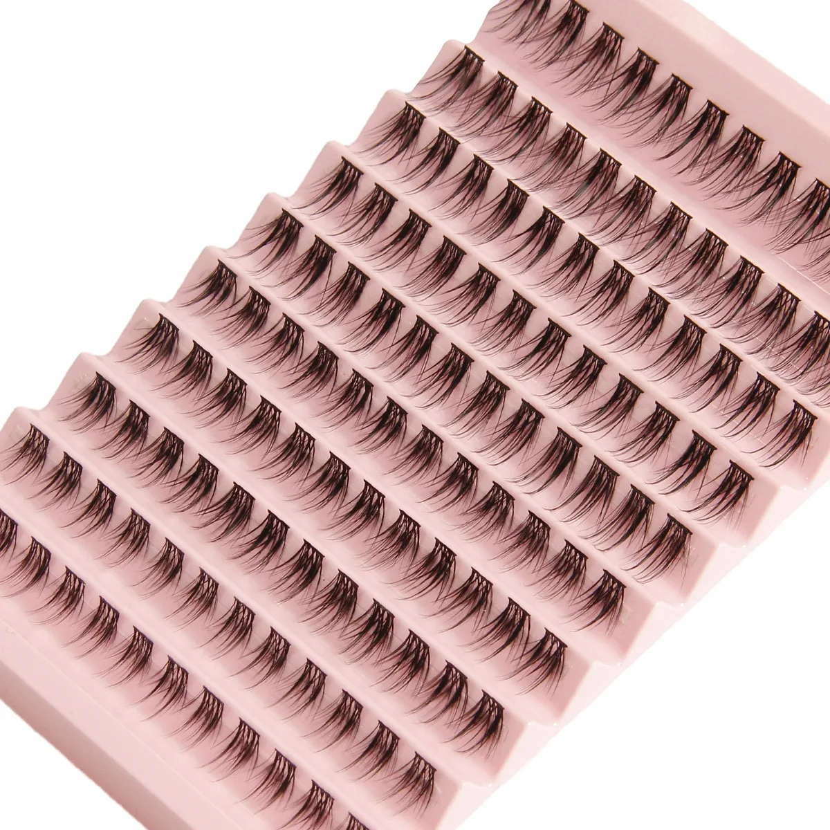 10 Rows Soft Cluster Wide Stem Individual Lashes C D dd Curl Fake Eyelashes Wholesale Natural Density Segmented Grafting Lashes