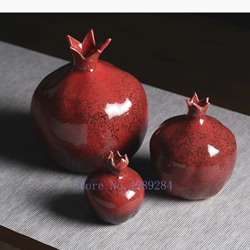 Creativity Ceramic Vase Red Pomegranate Flower Arrangement Accessories Flower Vase Decorative Ornaments Modern Home Decoration