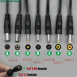 1Pce DC5.5x2.1 female plug to DC male plug cable converter 5.5 * 2.5/3.5x1.35/4.0 * 1.7/2.5*0.7extension connector power cord