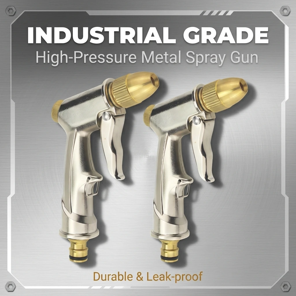 Metal Brass High Pressure Water Gun for Car Wash And Floor Cleaning - Household Pressurized Flushing Nozzle for Outdoor Cleaning