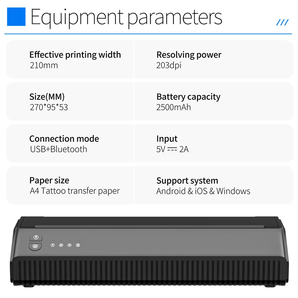 Tattoo Transfer Paper and Bluetooth Tattoo Stencil Printer Wireless Transfer Machine Thermal Printer Mobile Transfer Copier