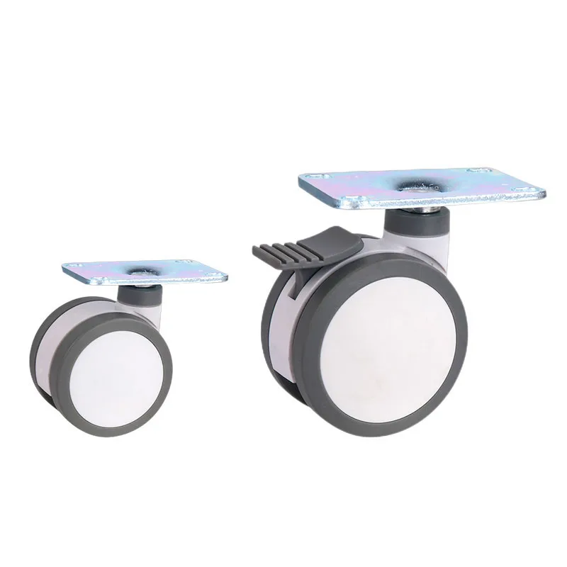 4 Inch Flat Furniture Caster Full Plastic Universal PU Swivel Medical Equipment Instrument Wheel With Brake