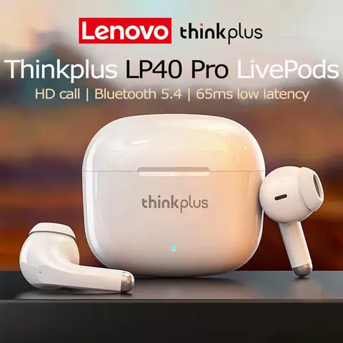 Lenovo Thinkplus LP40 Pro LivePods Wireless Bluetooth 5.4 Earbuds Earphones Headset HD Dual-Microphone Dual-Microphone