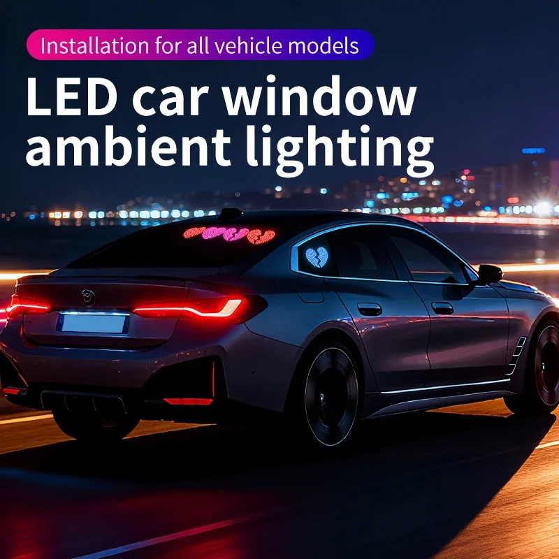 Car LED Heart-Shaped Rear Window Decorative Broken Heart LED Matrix Panel Warning Light Signal Decorative Lamps For Bedroom