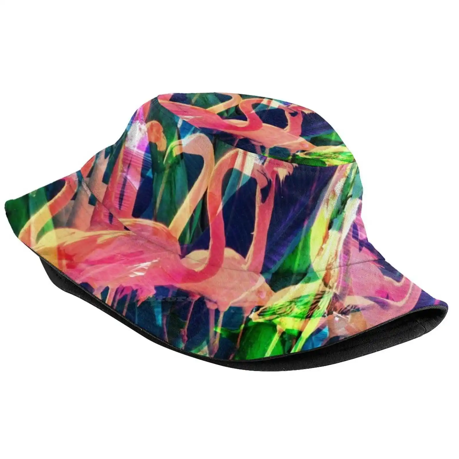 Flamingo Dance Unisex Summer Cap Sunscreen Hat Flamingos Floral Flowers Tropical Botanical Leaves Pink Pastel Jungle Blue Green