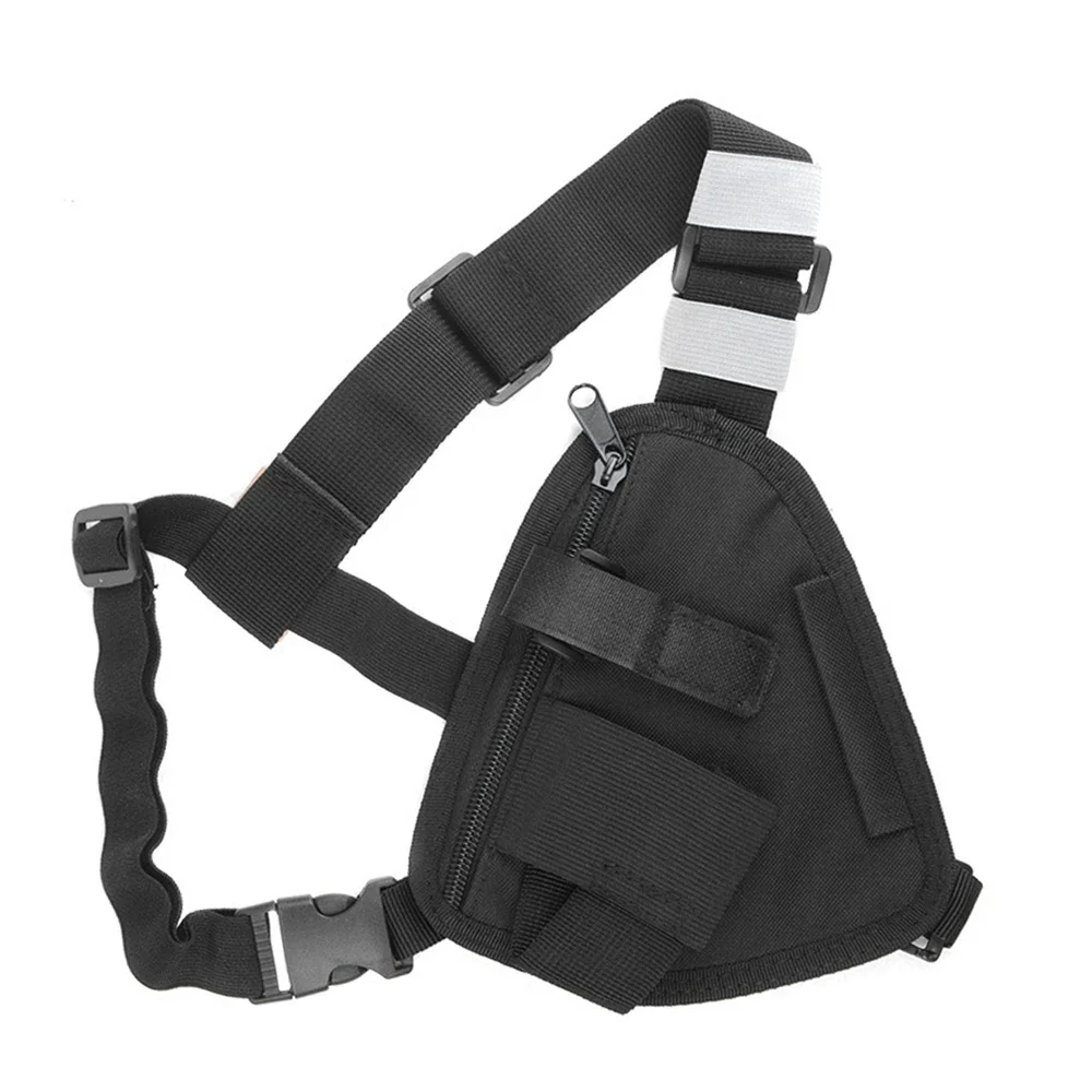 Pacote de peito de suporte de rádio, bolsa de coldre de walkie talkie de náilon, acessórios de pacote frontal para cinto de serviço, cabe em baofeng, kenwood, motorola