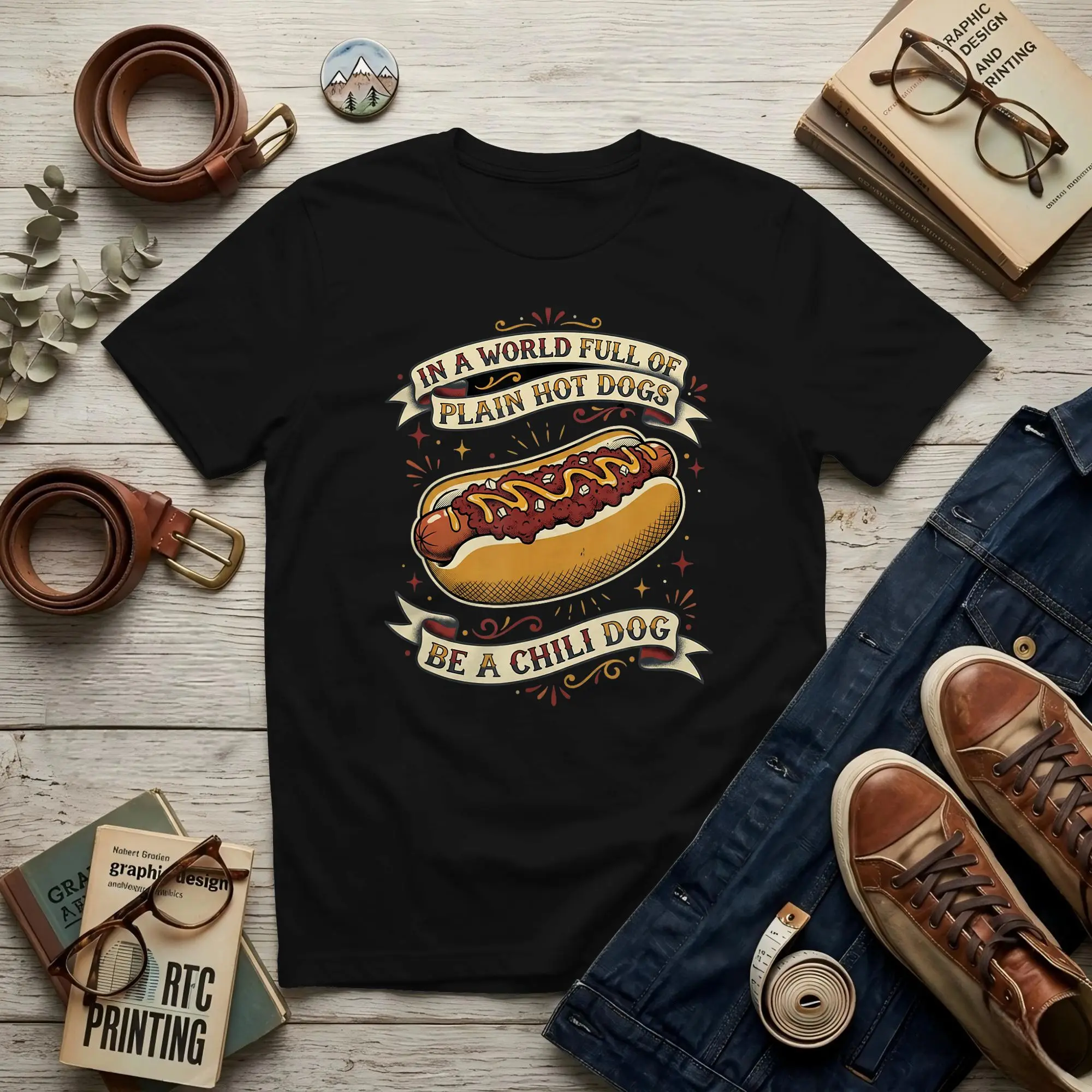 in A World Full of Plain Men T Shirt Hot Dogs Amazing Tees Short Sleeve Round Collar Pure Cotton New Arrival Clothes T-Shirt