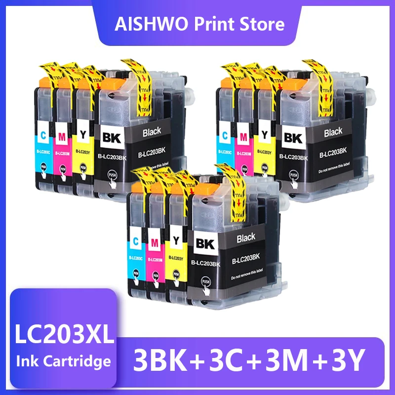 12PK Compatibleink ink cartridge for brother LC203XL LC201XL LC203 LC201 MFC-J4320DW J4420DW J4620DW J5520DW J5620DW J5720DW