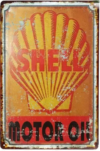 Tin Sign 8 x12 Shell Morot Oil Vintage Reto Advertising Signs