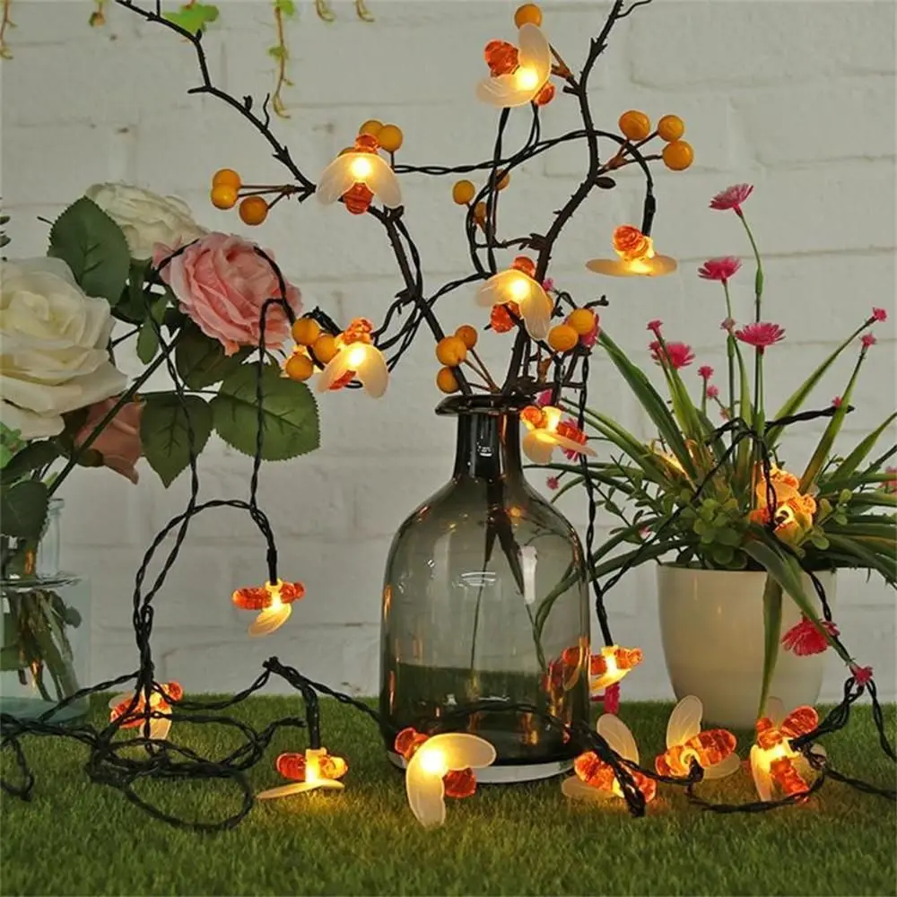 Garden Decor Solar Powered Lawn Lamps Honey Bee Led String Light Christmas Garland Lights LED Light Insect Bee String Lights