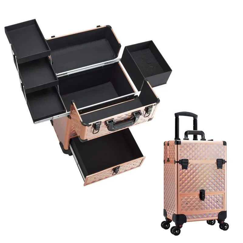 Portable Rolling Storage Case Large Capacity Waterproof Organizer for Beauty Supplies Makeup Tools Travel Home Use Multi