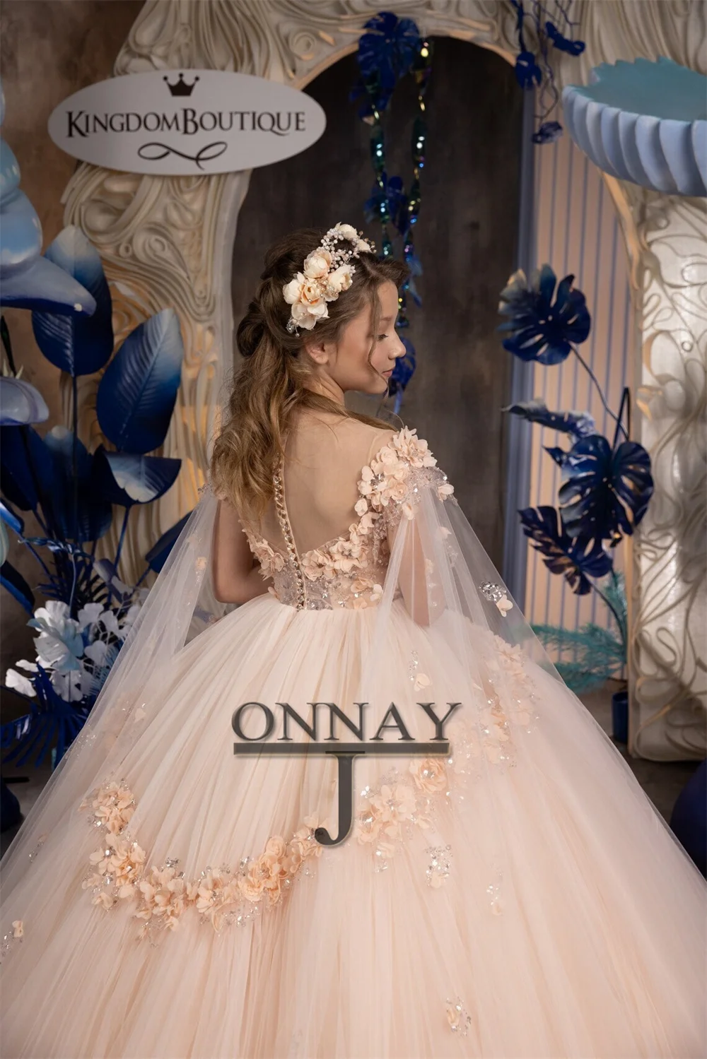 Jonany Prinzessin Applikationen Blumen mädchen Kleid Geburtstag Festzug Kommunion Robe de Demoiselle Baby Party