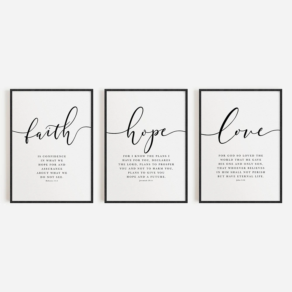 الإيمان الأمل الحب الكتاب جدار الفن مجموعة المسيحية ديكور المنزل نص إقتباس تصميم ملصق غرفة نوم غرفة المعيشة ديكور المنزل هدية الملصقات
