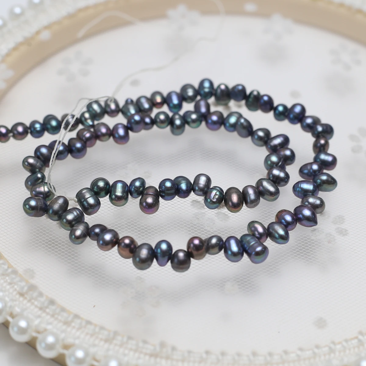 5-6mm Black Natural Pearl Irregular Shape Semi-Finished Beads for Jewelry Making Supplies DIY Necklace Bracelet Accessories 36cm