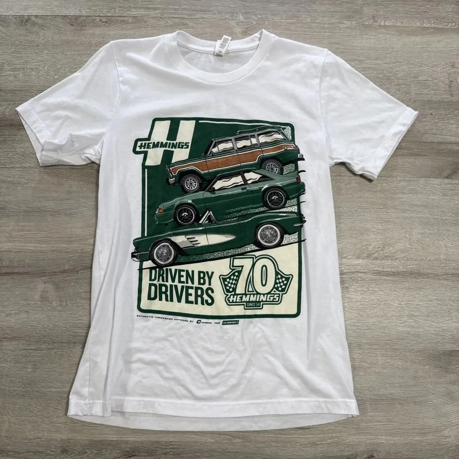 Hemmings T Shirt Driven By Drivers Classic Cars Automotive Men s White Medium vintage Washed streetwear Versatile Soft Unisex