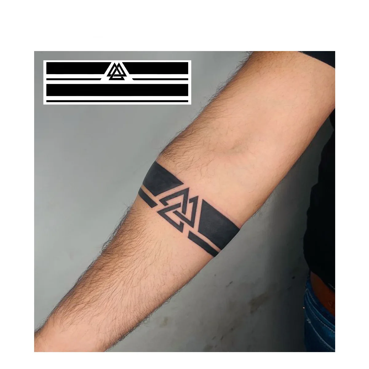 Geometry Armband Temporary Tattoo,Lasts To 15 Days New Technology Magic Waterproof Semi Permanent Sticker.