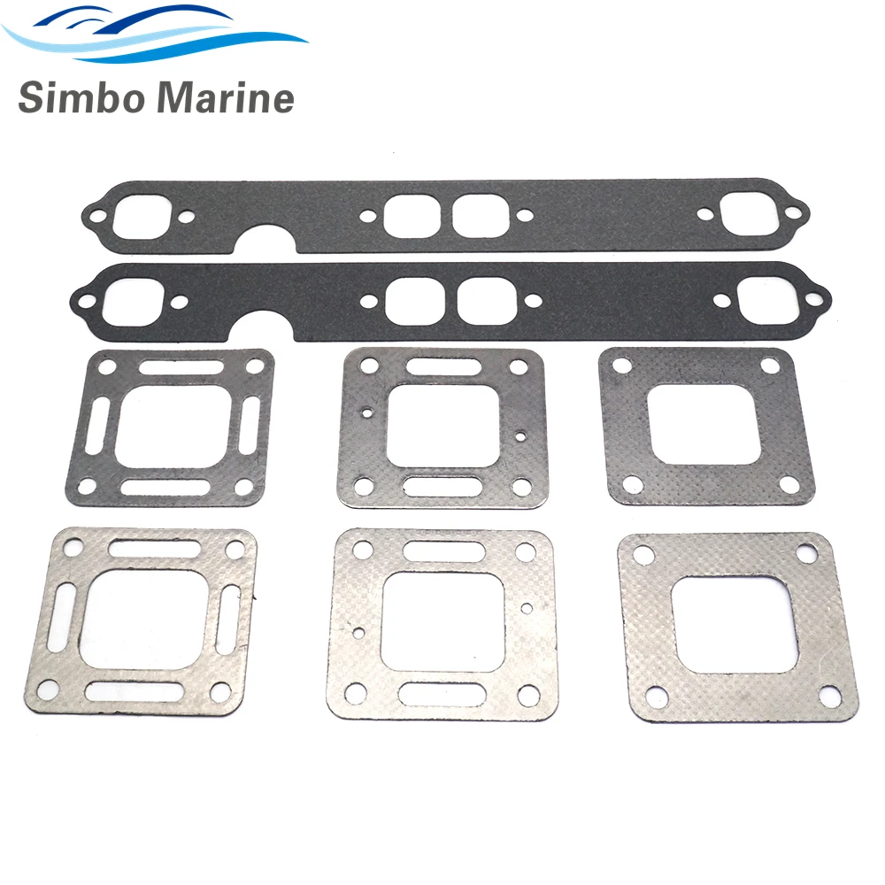 Exhaust Wet Joint Manifolds Exhaust Bellow Kit With Gasket Kits For MerCruiser V8 305 350 377 27-33395 27-863724 32-44348001