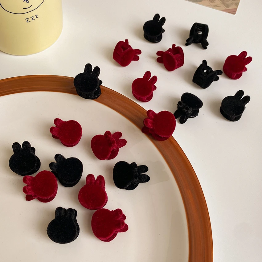 10 pack of fashionable flocking small grabber clips cute cartoon rabbit love hair clips