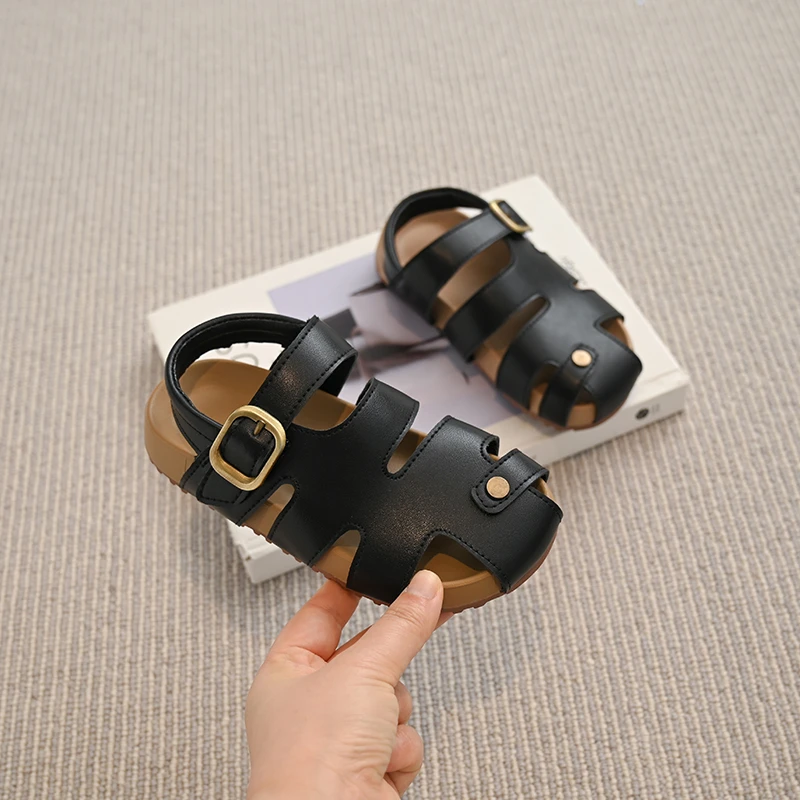 Baby Girls Summer Sandals Kids Beach Shoes Classic Fashion Hollow Toe-capped Anti-kick Toddlers Kindergarten Breathable Sandals