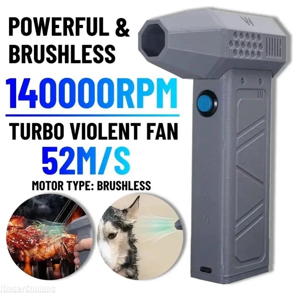 140000RPM Brushless Motor Mini Turbo Jet Fan 52M/S High Speed Duct Fan Type-C Charging Jet Fan Turbofan Violent Fans Turbofan