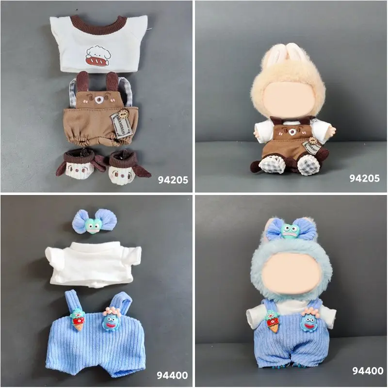 

Only Selling Clothes For Labubu Doll Clothes 17cm Labubu Sitting Party Cowboy Old Flower Strap Pants Fisherman Hat Set Hot Sale