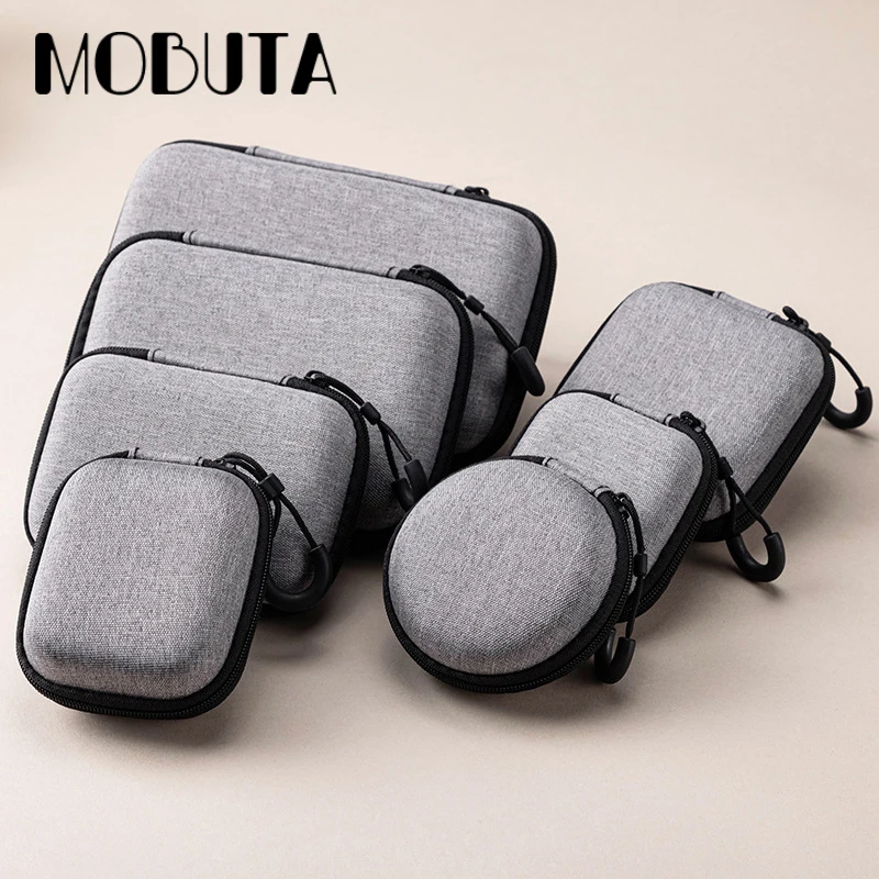 Mini Grey Digital Product Storage Bag Portable Headphone USB Data Cable Charger U Stick Storage Case Shockproof Protective Case