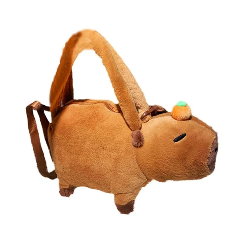 Multifunctional Plush Hand Bag Capybara Shoulder Bag with Adjustable Strap