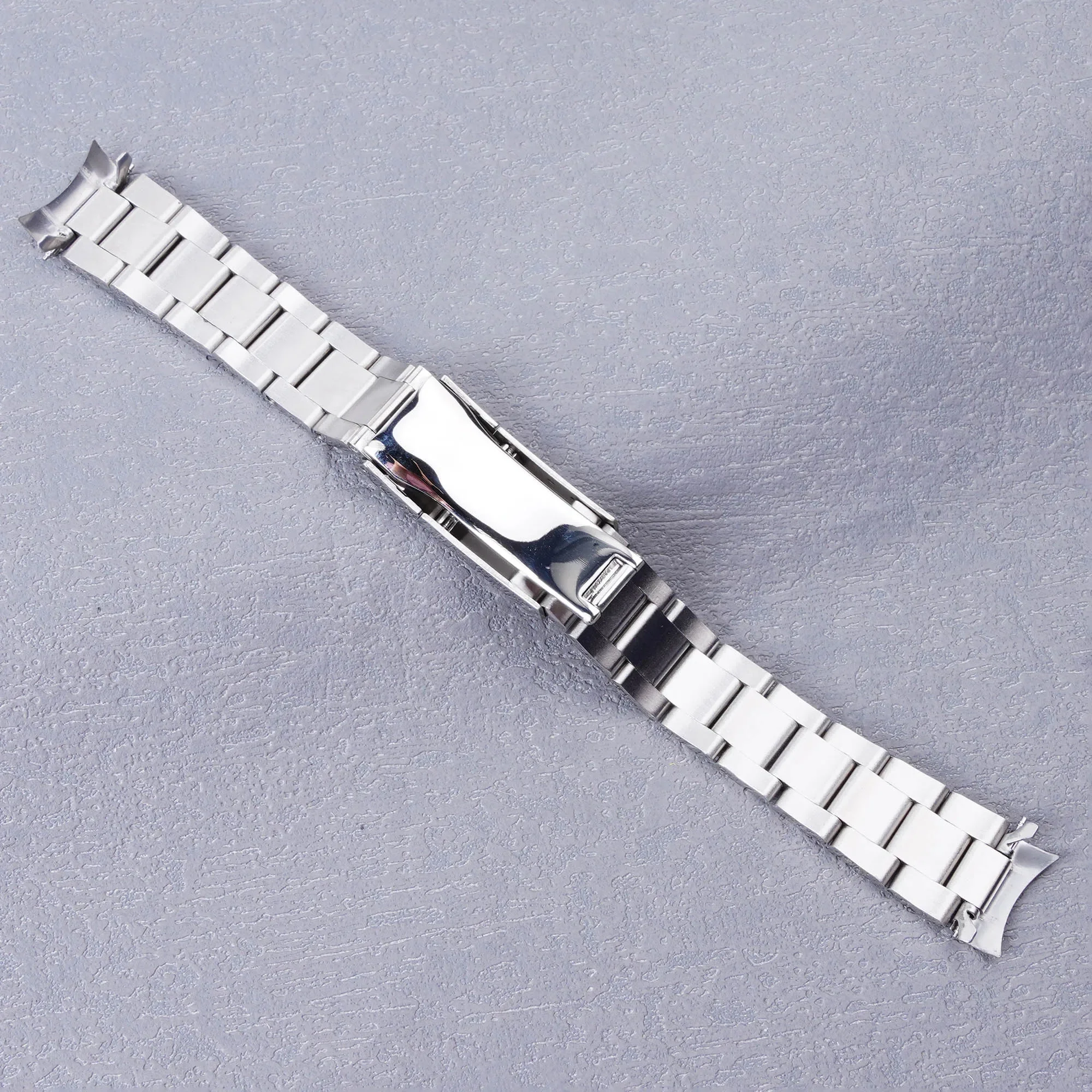 Rolamy 18mm Watch Band Strap Oyster Style 316L Stainless Steel Deployment Clasp Silver Bracelet For Seiko 5 SNK361