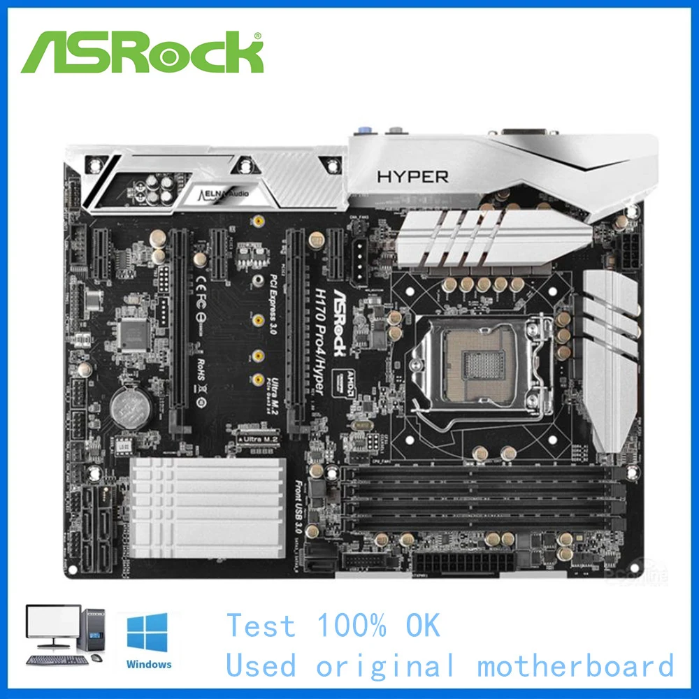 

Used H170 Pro4 For ASRock H170 Pro4/Hyper Motherboard LGA 1151 DDR4 Desktop Mainboard Support i3 i5 i7 6500 6600