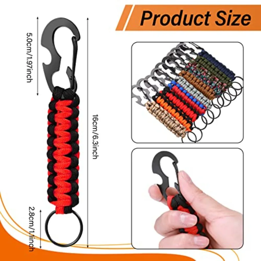 10 Buah Gantungan Kunci Paracord Survival Gantungan Kunci Tali Militer Pembuka Botol Tali Taktis 15 Cm 5.91ih