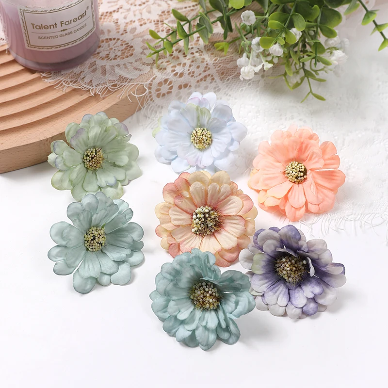 10Pcs Artificial Lotus Silk Flower Heads Home Decor DIY Garland Wedding Party Flower Wall Decoration Scrapbook Wreath Crafts