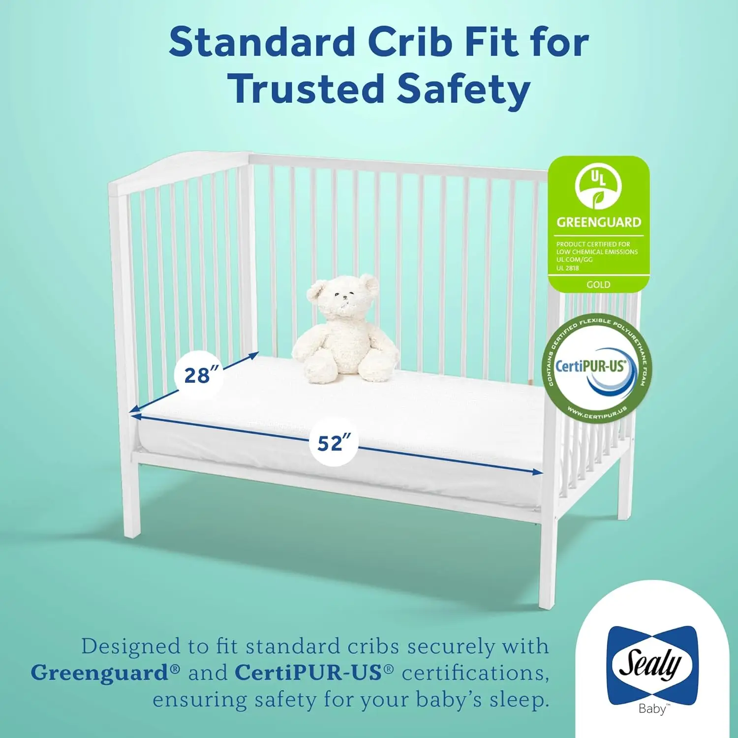 Baby OptiCool Premium Dual Firm Waterproof Baby Crib Mattress & Toddler Bed Mattress, Hypoallergenic Breathable Baby Mattr