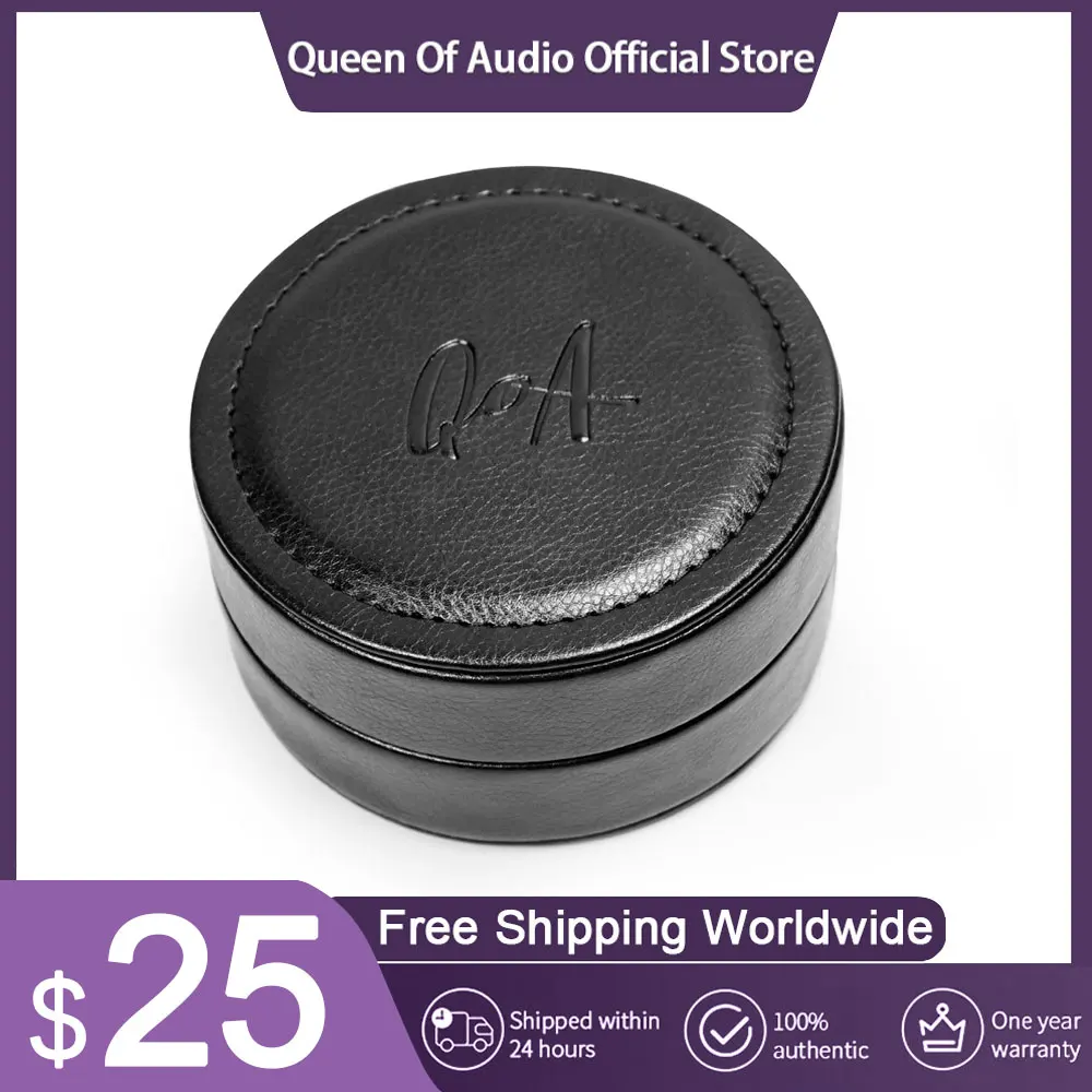 

New Original QoA Portable Black leather Earphone Box Headphones Case Storage Headset Bag For Travel Outdoor Sports Accessories