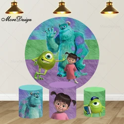 Monster University Photo Backdrop Girls Birthday Party Baby Shower Round and Cylinder Covers Fabric Photography Background