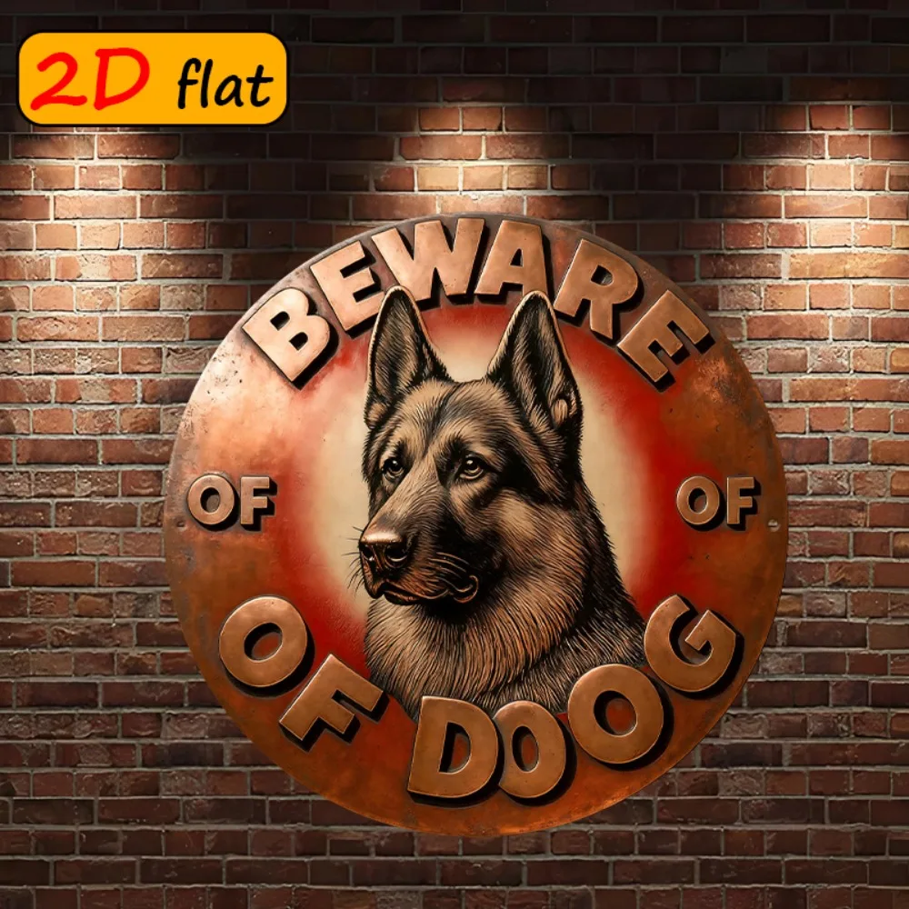 CIFbuy Beware of Dog German Shepherd Aluminum Wall Art 8x8 Inch Waterproof Durable Decor for Yard Garage Indoor Outdoor