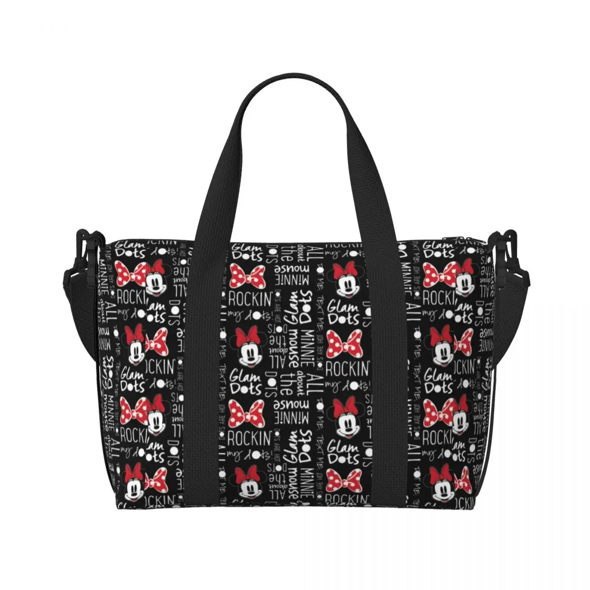 Custom Minnie Mouse Groceries Tote Shopping Bag Women Big Capacity Beach Gym Travel Bags