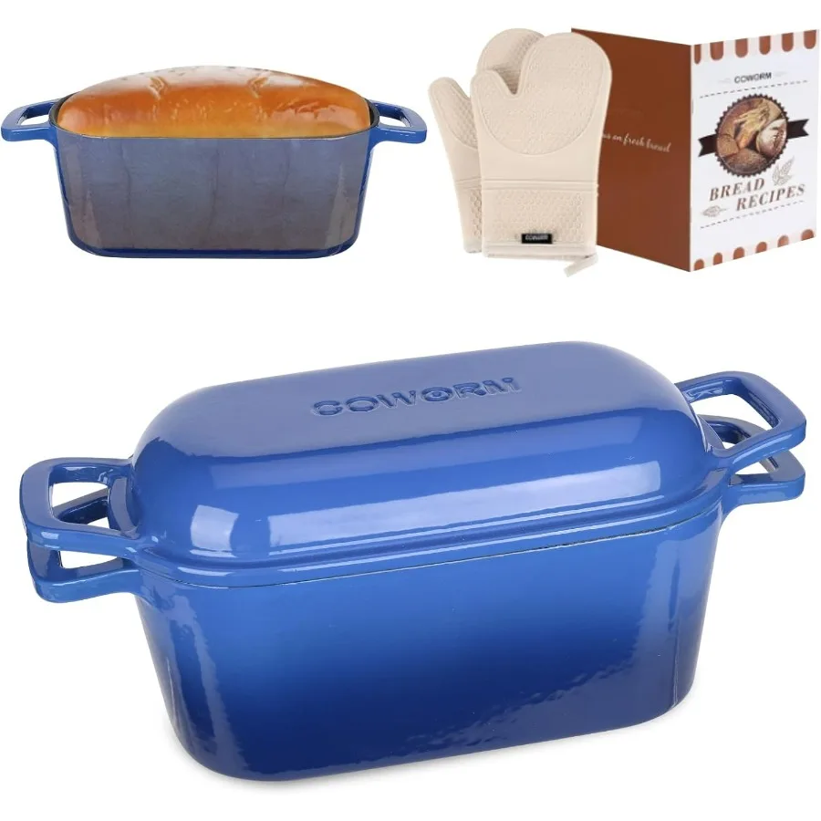 

Enameled Dutch Oven for Sourdough Bread Baking 3.6QT Oval Cast Iron Bread Pan with Lid