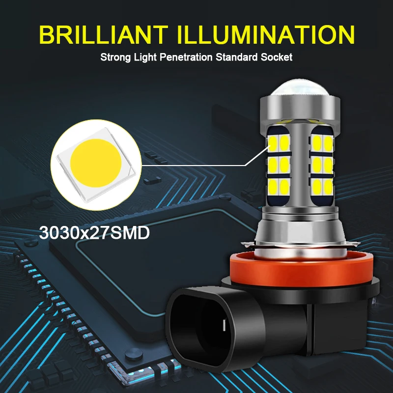 2pcs LED Front Fog Light Bulb Accessories For Hyundai Terracan 2001-2006 2002 2003 2004 2005