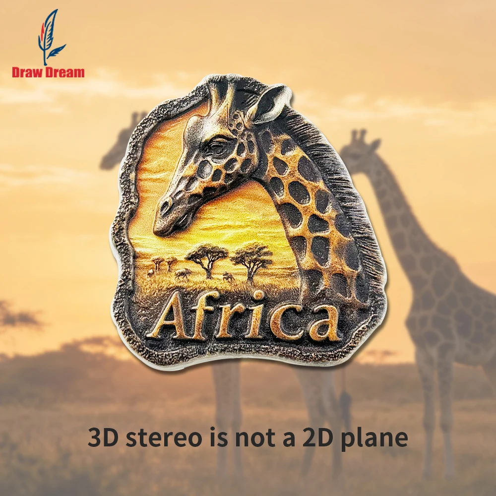 1Pc African Savannah Creative Giraffe 3D Refrigerator Magnet World Travel Souvenir Collection Suitable for Home and Office Decoration, Personalized Exclusive Travel Souvenir Magnetic Refrigerator Magnet, Home Decoration, Kitchen, Room, Office, Cabinet Crafts, Gifts, Holiday Souvenirs, Exquisite Small Gifts