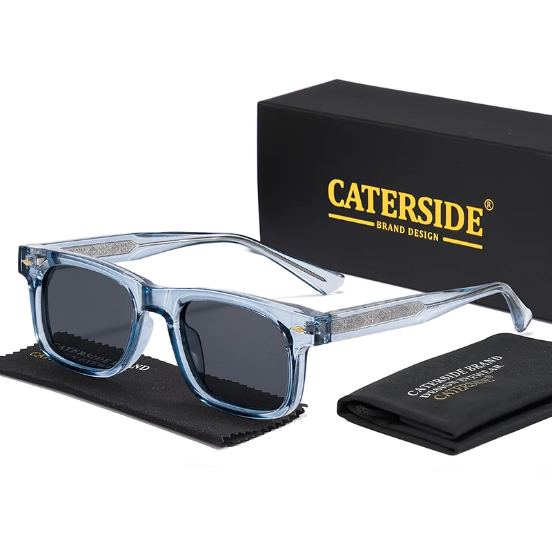 CATERSIDE موضة مربع الرجال الاستقطاب النظارات الشمسية السليلوز Propionate معبد نصائح نظارات شمسية المرأة في الهواء الطلق نظارات الحفلات
