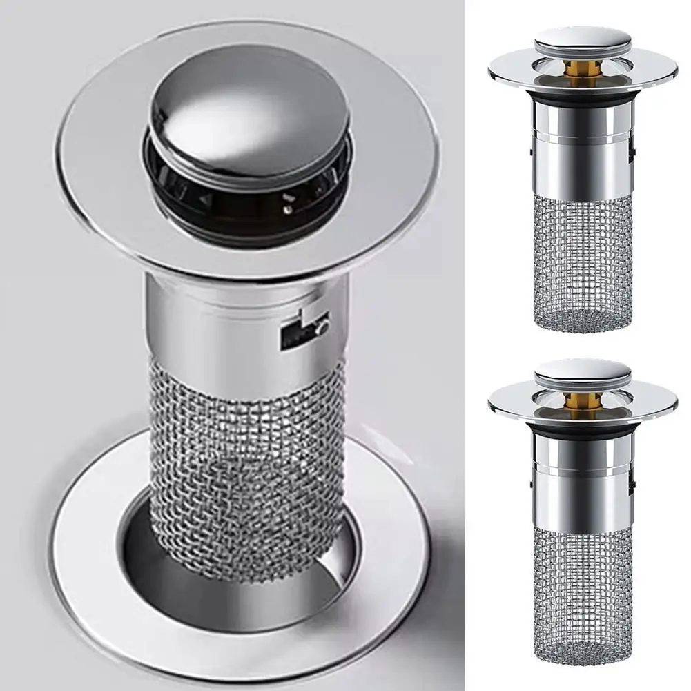 Stainless Steel Floor Drain Filter Washbasin Plug Anti Odor Up Bounce Core Basin Stopper Hair Catcher Shower Sink Strainer