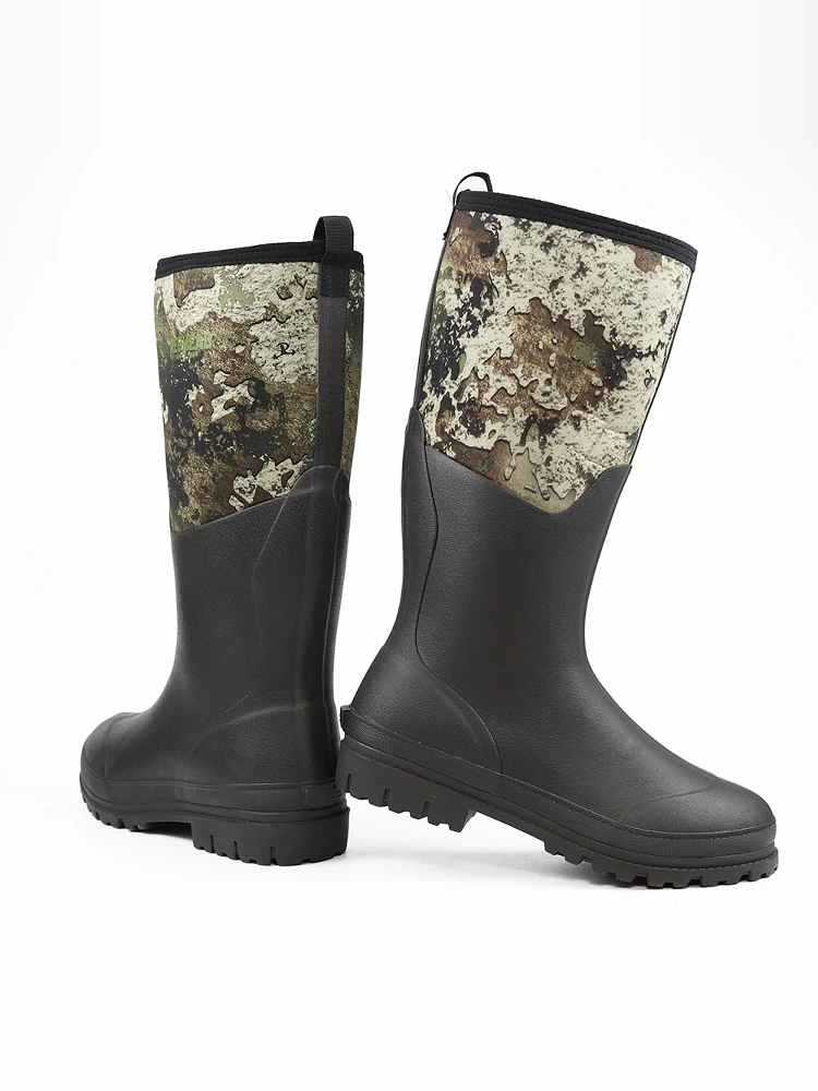 

Men's High-Cut Printed Rain Boots Outdoor Hunting Boots Waterproof Non-Slip Fiing oes Jungle Camouflage Water oes Rubbe...