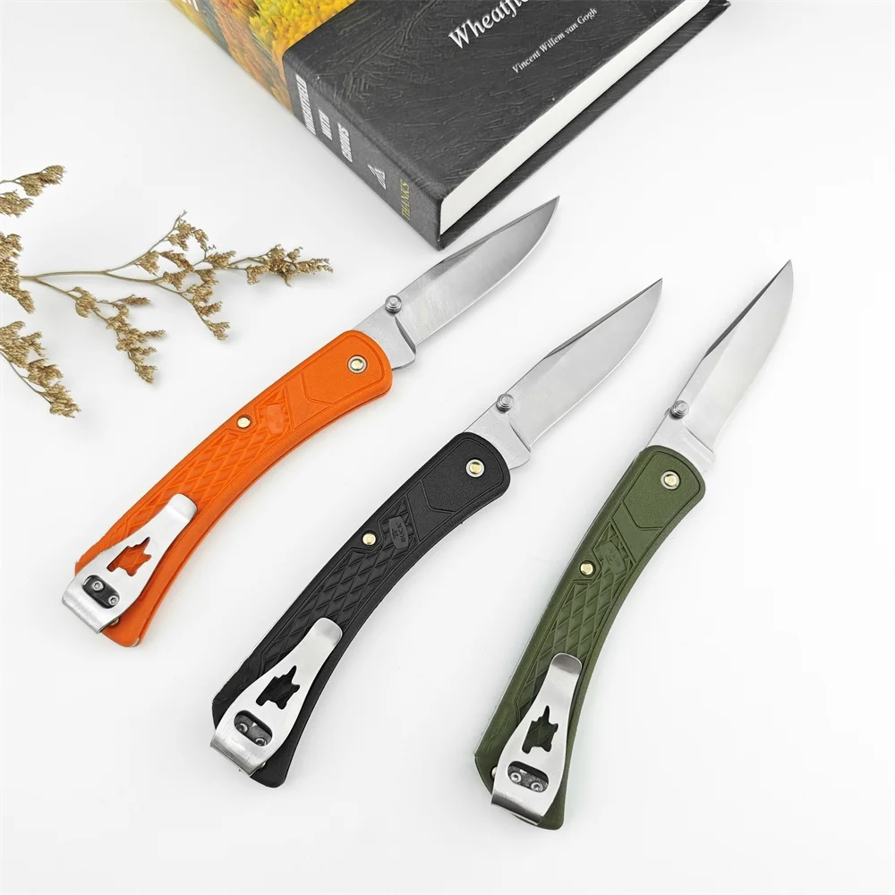 Tactical Classical BK 110 Slim Select Folding Hunter Pocket Knife 440C Plain Blade Nylon Fiber Handle EDC Camping Outdoor Tool