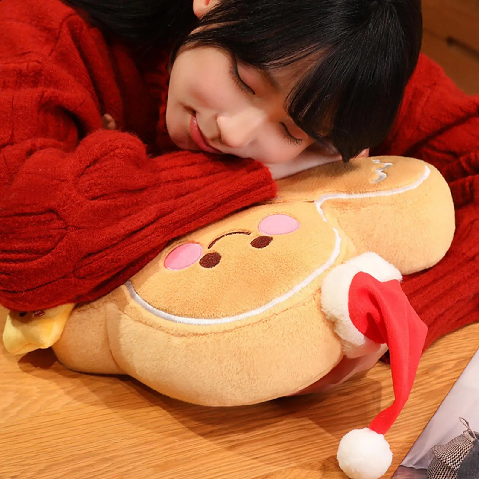 

Gingerbread Pillows For Christmas Cute Plush Cushion Doll 15.7in Hat And Star Design Stuffed Gingerbread Men Pillows For Living