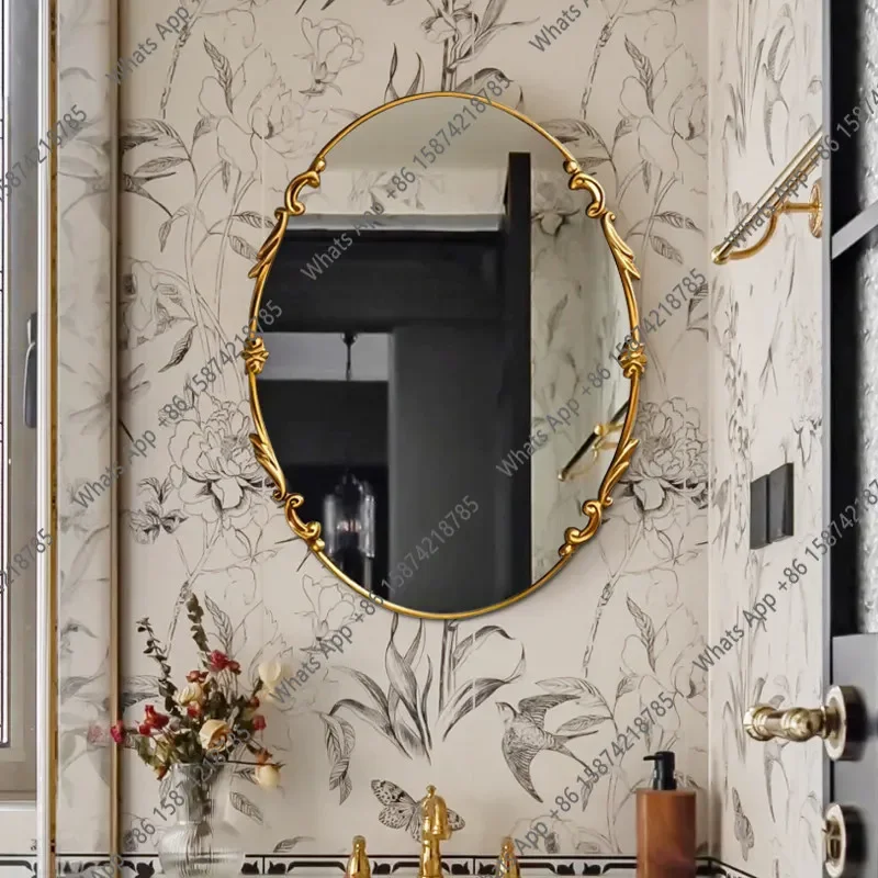 Wa French Toilet Washbasin Countertop Bathroom Makeup Mirror Retro Oval Smart Designer Wall Hanging