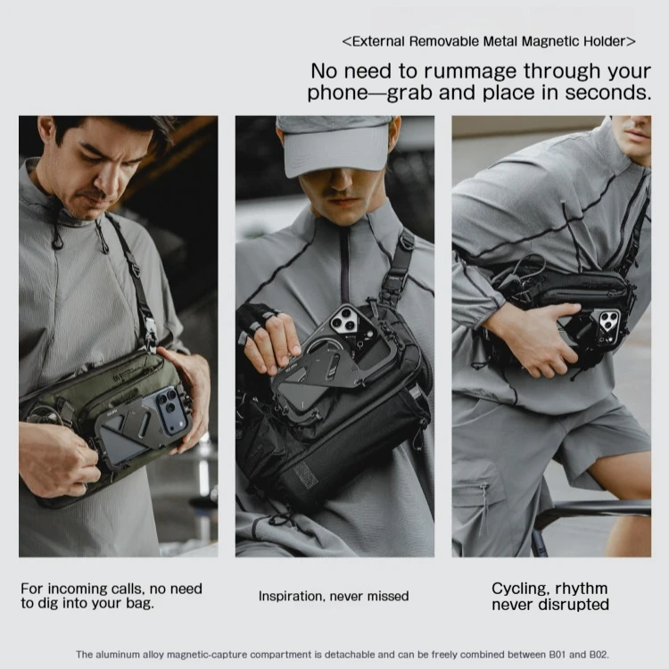 AULUMU Crossbody Bag XPac Waterproof Large Capacity Crossbody Bag Magnetic Buckle Functional Shoulder Bag - B01 - view 3