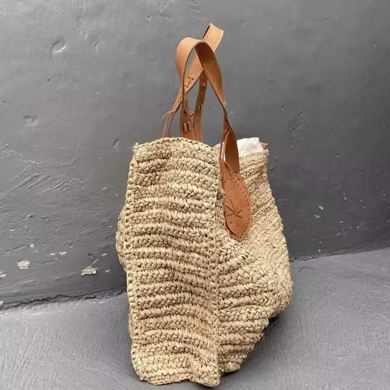 Straw Tote Bags For Women Luxury Designer Handbag And Purse 2023 New In Handmade Weave Large Capacity Shoulder Casual Beach Bag