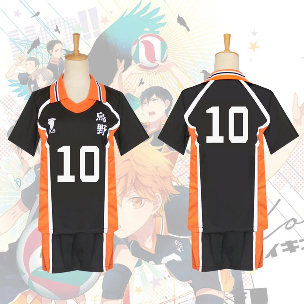 เสื้อกีฬาชุดคอสเพลย์ผู้หญิงสไตล์อเมริกัน Haikyuu, เสื้อกีฬาสำหรับโรงเรียนมัธยมคาราสุโนะสโมสรวอลเลย์บอล Hinata shyouyou kageyama เสื้อของขวัญฮาโลวีน